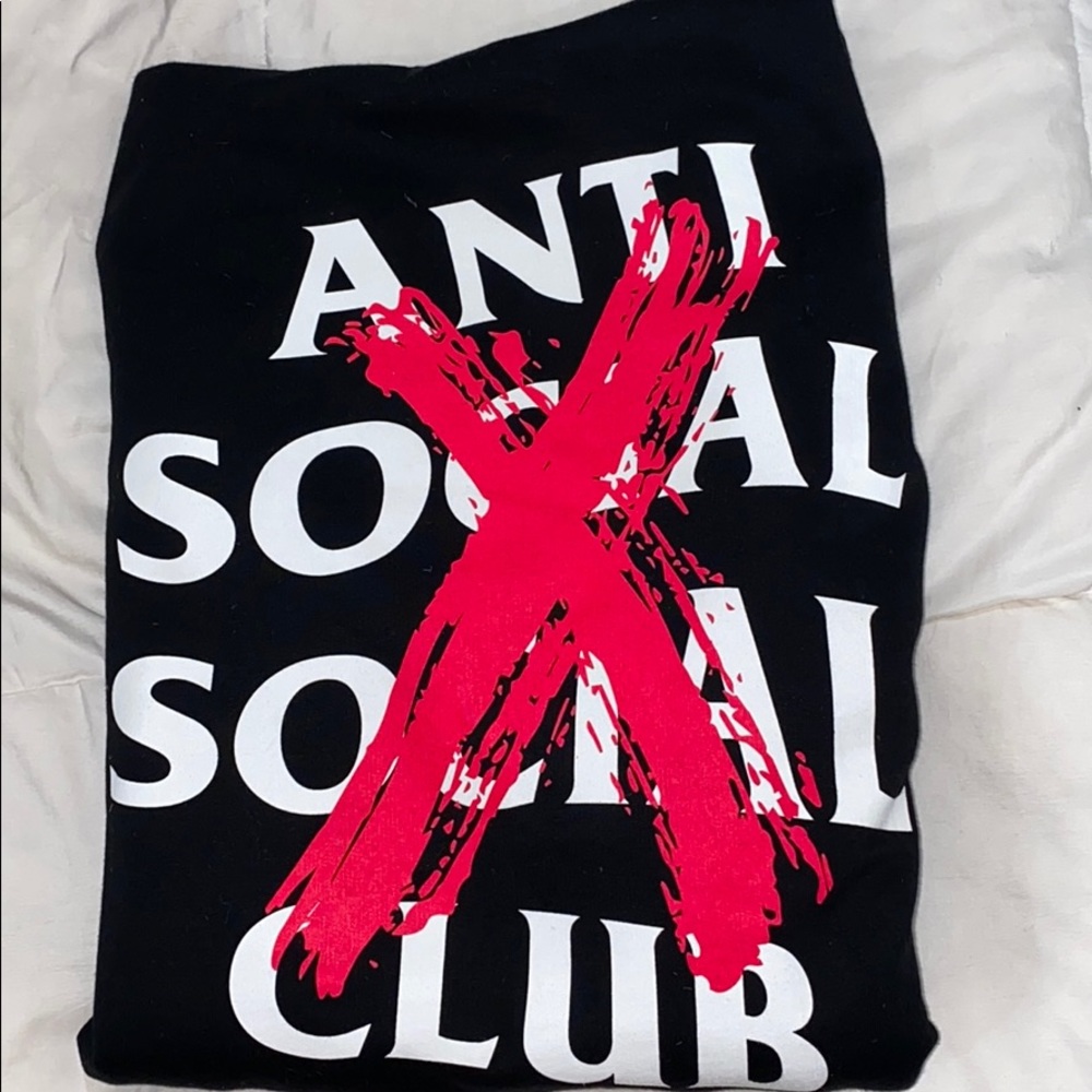ASSC White Logo Red Cross Cancelled Black Hoodie